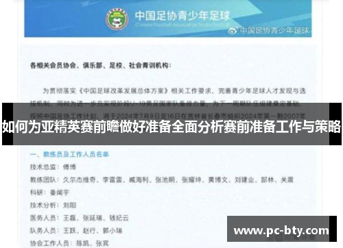 如何为亚精英赛前瞻做好准备全面分析赛前准备工作与策略