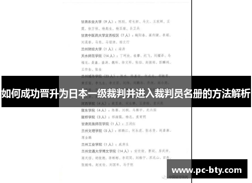 如何成功晋升为日本一级裁判并进入裁判员名册的方法解析