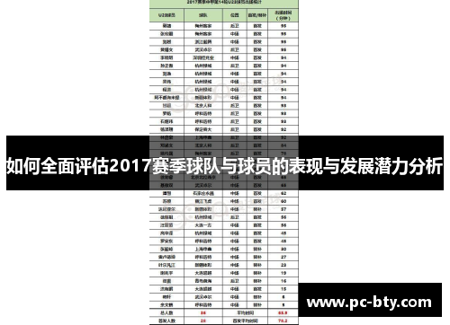 如何全面评估2017赛季球队与球员的表现与发展潜力分析